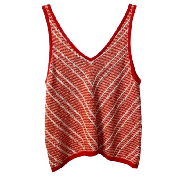 Wrangler Retro Chevron Knit Tank Top Red V-Neck Medium - Picture 4 of 16